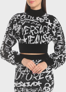 Укороченный джемпер Versace Jeans Couture с брендовым узором, фото